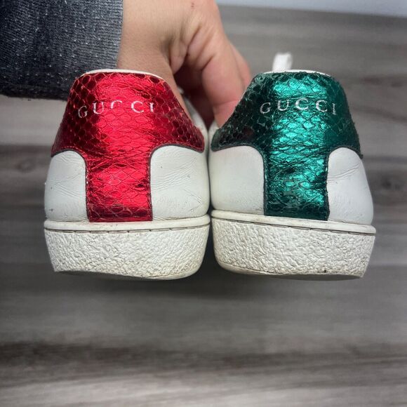 Gucci Ace Sneakers Women's Sz 37.5 Embroidered Arrow White Leather Crystal Shoe - Picture 5 of 14